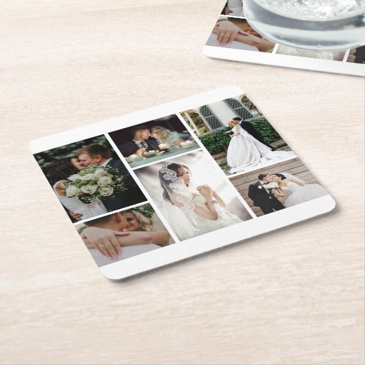 6カスタム枚の写真のコラージュお気に入りのモーメント スクエアペーパーコースター (アングル)