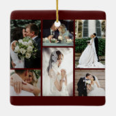 6カスタム枚の写真のコラージュお気に入りのモーメント セラミックオーナメント (裏面)