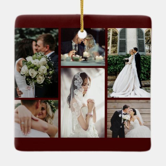 6カスタム枚の写真のコラージュお気に入りのモーメント セラミックオーナメント (裏面)