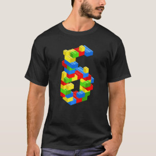 6カッコいい番目の誕生日建物ブロック6歳の少年 Tシャツ