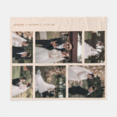 6カップルミニマルフォトコラージニュートラル フリースブランケット (正面(横))