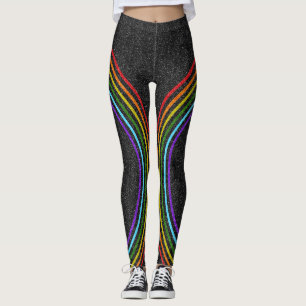 6カラーグリッターレインボーオンシャイニーブラックLGBTプライド レギンス
