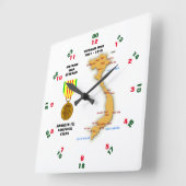 6キャンペーンスターズベトナム戦争退役軍人 スクエア壁時計 (傾斜)