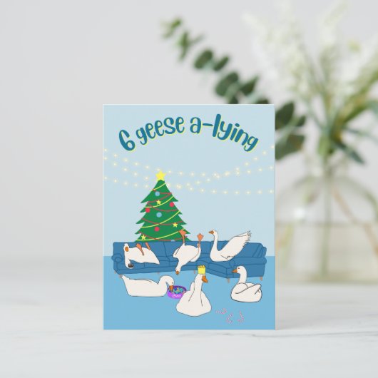 6ゲーゼの嘘の漫画のおもしろい動物クリスマス シーズンポストカード (スタンド正面)