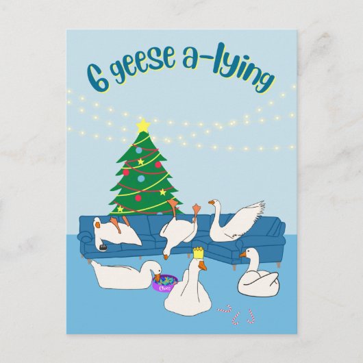 6ゲーゼの嘘の漫画のおもしろい動物クリスマス シーズンポストカード (正面)