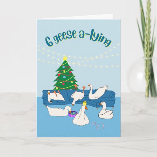 6ゲーゼの嘘をつくパンプンの漫画のおもしろいクリスマス シーズンカード (正面)