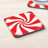 6コルクコースターのペパーミントキャンディクリスマスセット コースター (左側)