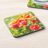 6コルクバックプラスチックコースターオレンジバラ コースター (左側)