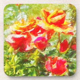 6コルクバックプラスチックコースターオレンジバラ コースター