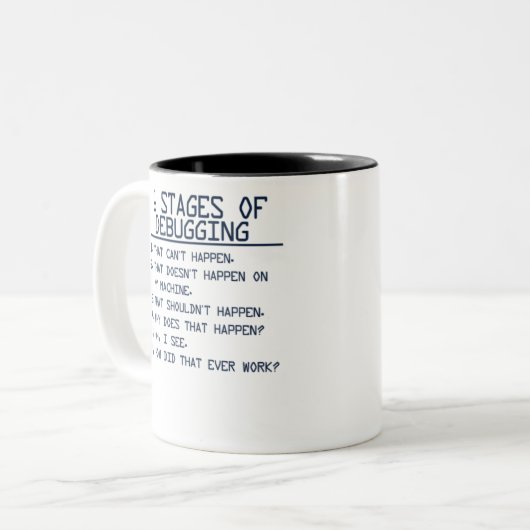 6コンピュータープログラマのデバッグステージ ツートーンマグカップ (正面左)