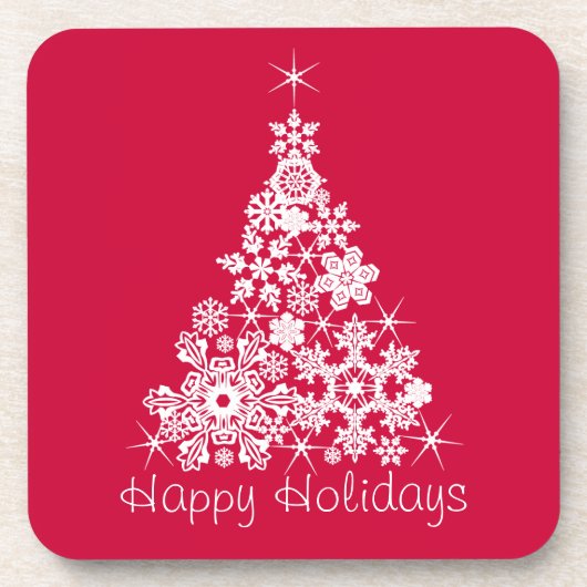 6コースターのクリスマススノーフレークの木の赤のセット コースター (正面)