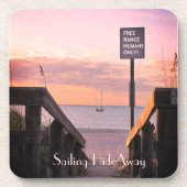 6コースタートロピカルサイルボートビーチサンライズのセット コースター (正面)