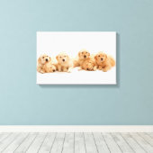 6ゴールデンレトリエバーパピーズ キャンバスプリント (インサイチュ (ウッドフロア))
