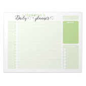 6シンプルAM - 10 PMからのプランナーグリーンデイリー時給 ノートパッド (正面)