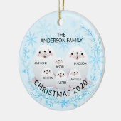 6シールのクリスマスのかわいい冬の家族 セラミックオーナメント (左)