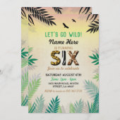 6ジャングル6th誕生日パーティサファリ動物園ワイルド 招待状 (正面/裏面)