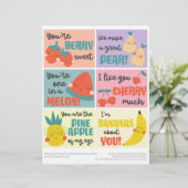 6スイートフルーツキッズクラスルームValentinesデイカード レターヘッド (スタンド正面)