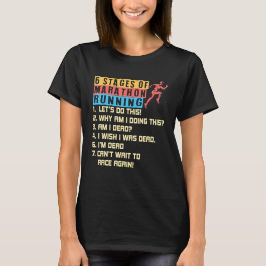 6ステージのマラソランニングンマラソン Tシャツ (正面)