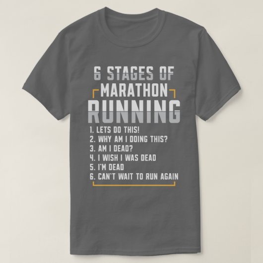 6ステージのマラソンマランニングランナーマラソン選手 Tシャツ (デザイン正面)