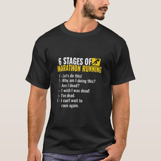 6ステージのマラソ走ンランナーおもしろい- Zrlsx Tシャツ (正面)