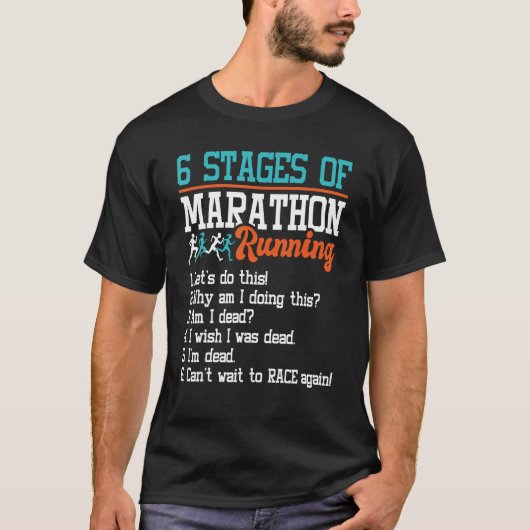 6ステージのマラソ走ン – おもしろい Marathon Runn Tシャツ (正面)