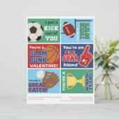 6スポーツキッズクラスルームValentinesデイカード レターヘッド (スタンド正面)