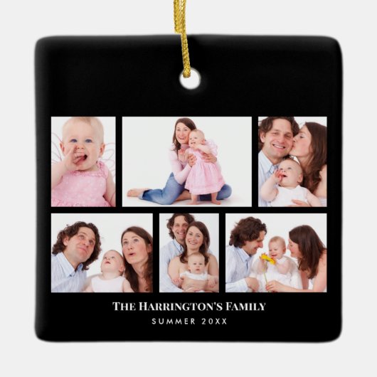 6セクションカスタムフォトグエレガントラックスフレーム セラミックオーナメント (正面)