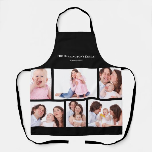 6セクションカスタムフォトブラックフレーム エプロン (正面)