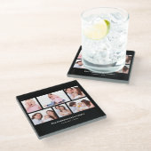 6セクションカスタムフォトブラックフレーム ガラスコースター (アングル)