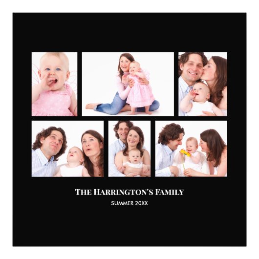 6セクションカスタムフォトブラックフレーム フォトプリント (正面)