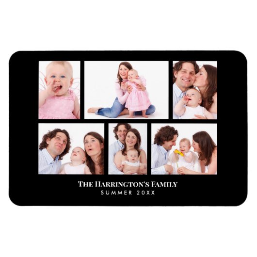 6セクションカスタムフォトブラックフレーム マグネット (横)