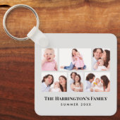 6セクションカスタムフォトミニマリストグレーフレーム キーホルダー (正面)