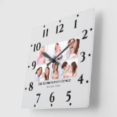 6セクションカスタムフォトミニマリストグレーフレーム スクエア壁時計 (傾斜)