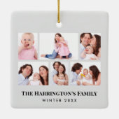 6セクションカスタムフォトミニマリストグレーフレーム セラミックオーナメント (裏面)