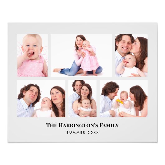 6セクションカスタムフォトミニマリストグレーフレーム フォトプリント            (正面)