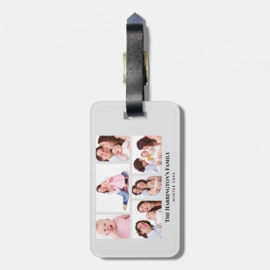 6セクションカスタムフォトミニマリストグレーフレーム ラゲッジタグ (裏面縦)