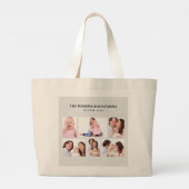 6セクションカスタムフォトミニマリストグレーフレーム ラージトートバッグ (裏面)