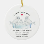 6セラミックオーナメントのクリスマスシールファミリー セラミックオーナメント (正面)