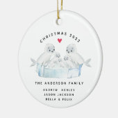 6セラミックオーナメントのクリスマスシールファミリー セラミックオーナメント (左)