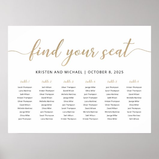 6テーブエレガントル席の座席表を見つける ポスター (正面)