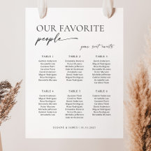 6テーブモダンルウェルカムシーティングチャート