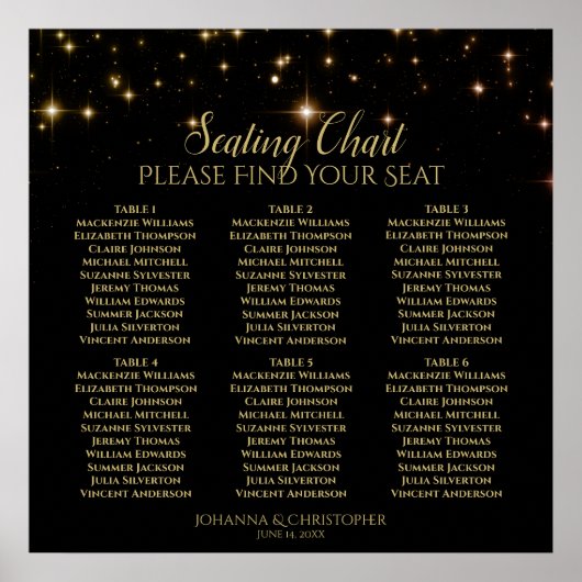6テーブルきらめく光結婚輝きの座席表 ポスター (正面)