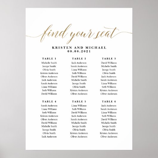 6テーブル席の座席表 ポスター (正面)