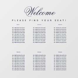 6テーブル座席図ネイビーブルースクリプト透明 ウィンドウサイン