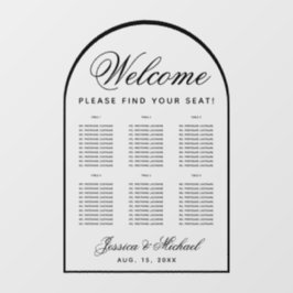 6テーブル結婚の座席表 – 透明アーチ ウィンドウサイン