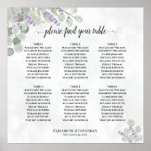 6テーブル結婚シーティングチャートラベンダーユーカリ ポスター (正面)