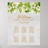 6テーブル 結婚式 席次表 大理石 白いユリ ポスター (正面)