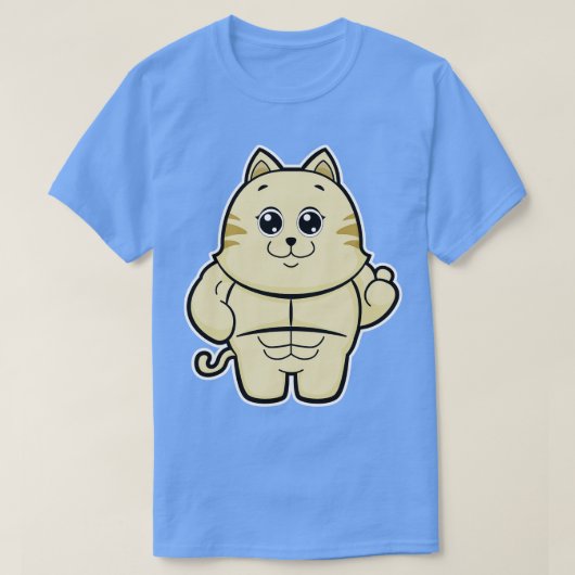 6パックのボディービルダーとしての猫 Tシャツ (デザイン正面)