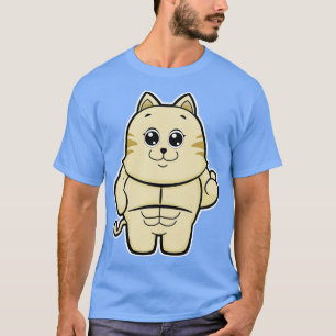 6パックのボディービルダーとしての猫 Tシャツ