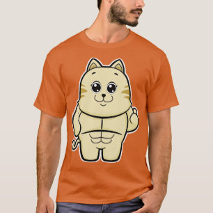 6パック付きボディービルダーとしての猫 Tシャツ
